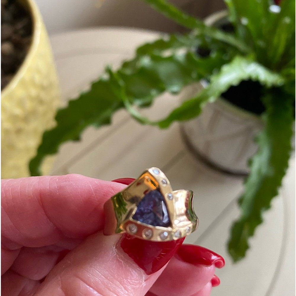 14k Solid Gold Diamond & Tanzanite Ring